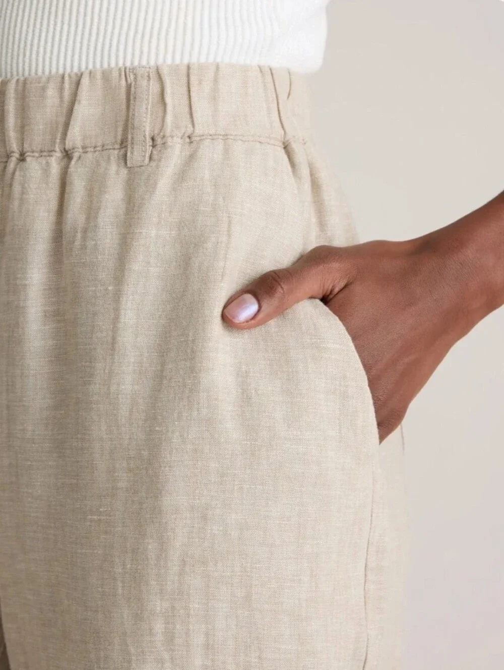Quince Light Tan Flax 100% European Linen Pull on Pants - Size - Large